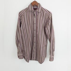 Etro Multi Stripe Casual Button  Down Shirt Size 38 Medium